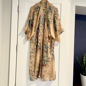 Steve Madden Floral Cotton Linen Maxi Kimono / Duster / Cardigan (OS)